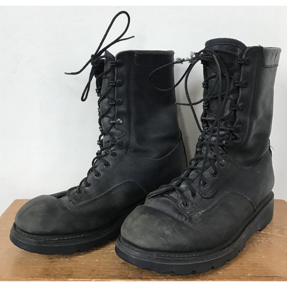 Boulet Black Leather Lace Up Military Combat General Purpose Boots 9 Mens 270